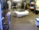 The bodyshell at the painters after being split back into two parts. <sigh>