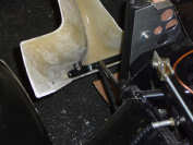 Inside view of the front bonnet hinge.