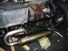 The exhaust bends dry fitted into position between the catalytic converter and the silencer.