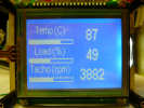 Madinventions Mojo ECU OBD kit car controller showing coolant temperature, engine load and tacho readings.