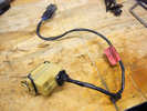 The new gearbox switch with the wires soldered on directly.  The black gloop is Tigerseal to keep the weather out.